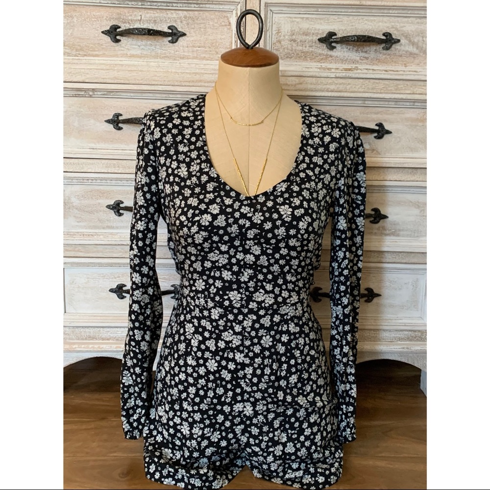 Long sleeve floral romper